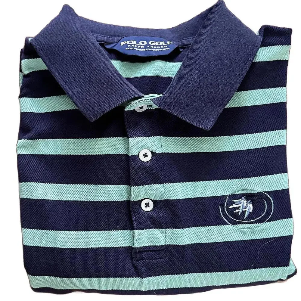 Polo Golf Ralph Lauren Shirt Men's L Pima Cotton Castle Pines Striped Vintage‎